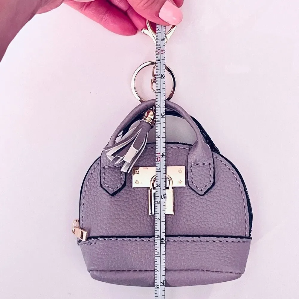 NWT Gorgeous Purple Pu Leather Purse Bag Charm Lobster Keyring Keyring Keyholder